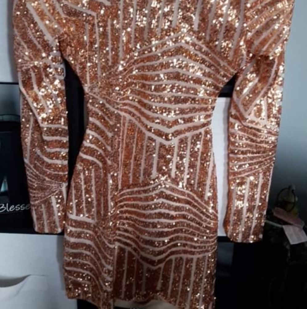 Sparkly long sleeved low back dress